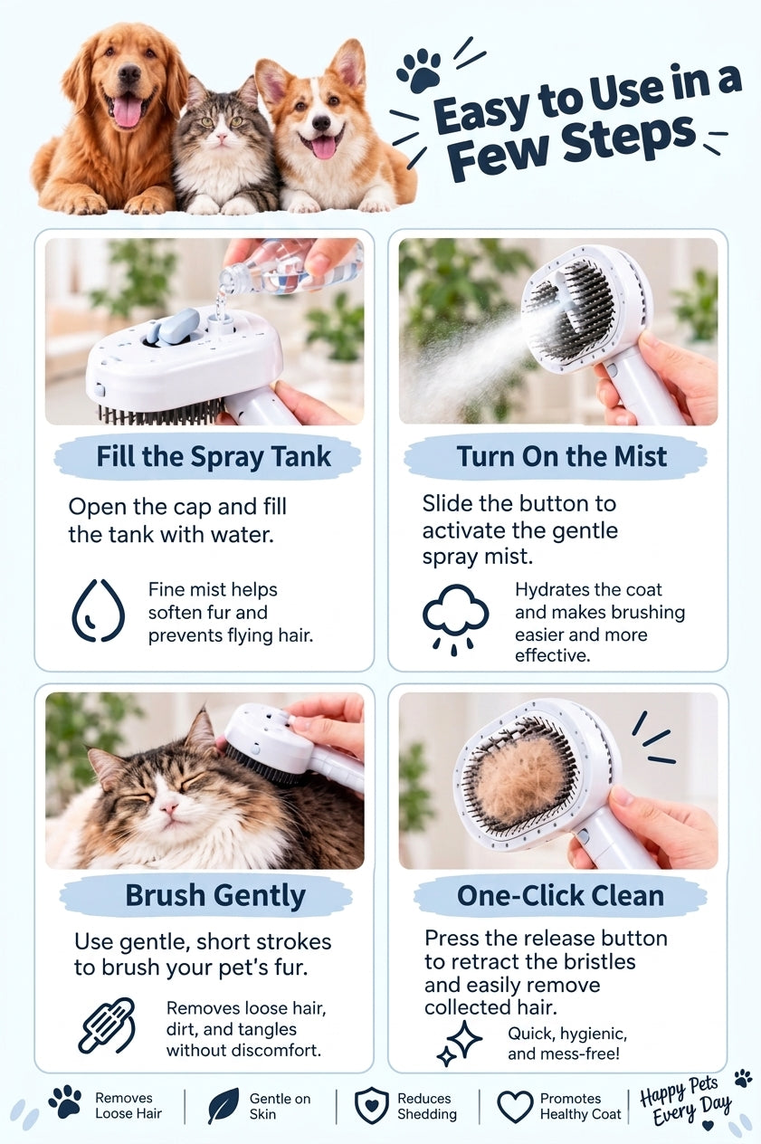 MistGroom™ 3-in-1 Pet Brush